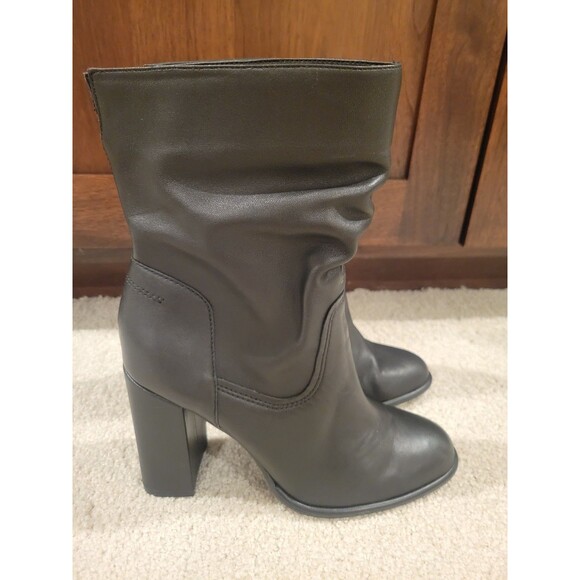 NEW Steve Madden Vector Leather Black Boots Women 9 Slouchy Mid calf MSRP $175 - Picture 3 of 10